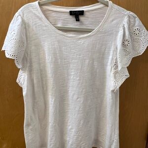 Jessica Simpson Cream Tee Eyelet Short Sleeves